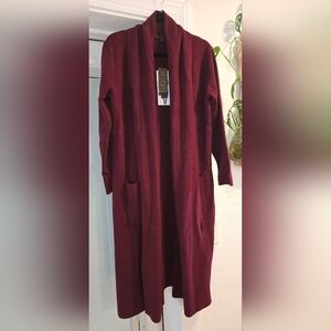 NWT Burgundy Women's Long Duster